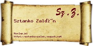 Sztanko Zalán névjegykártya